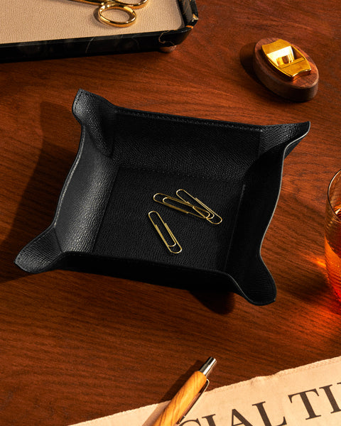 Giobagnara - Jack Leather Valet Tray (8in/20cm) - Black - ABASK