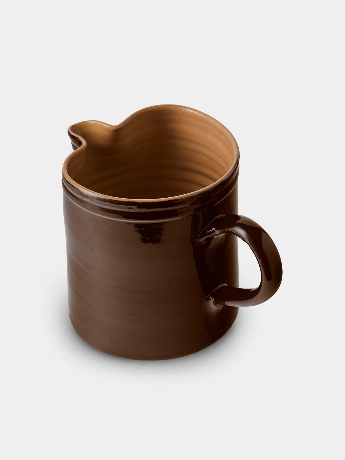 Poterie d’Évires - Cows Hand-Painted Ceramic Straight-Edge Medium Jug - Dark Brown - ABASK