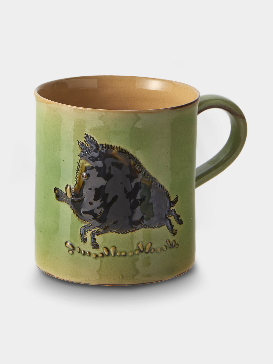 Poterie d’Évires - Animals Hand-Painted Ceramic Mugs (Set of 4) - Green - ABASK