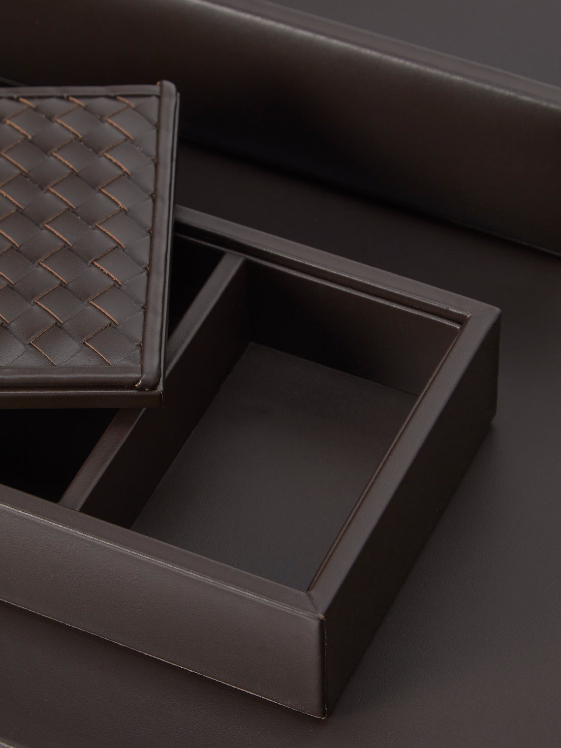 Riviere - Woven Leather Desk Set - Brown - ABASK