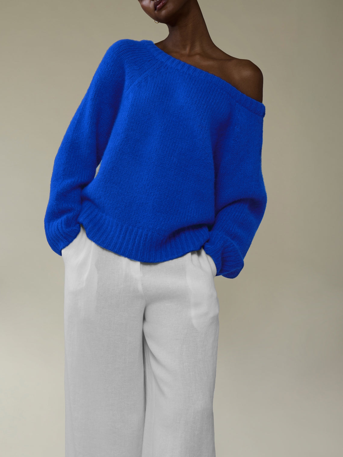Ryan Roche - Cloud Cashmere and Silk Oversized Boat-Neck Sweater | Size: S - Blue - ABASK