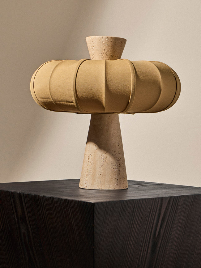 Zavadski - Andorra Art Deco Stone and Fabric Table Lamp - Cream - ABASK
