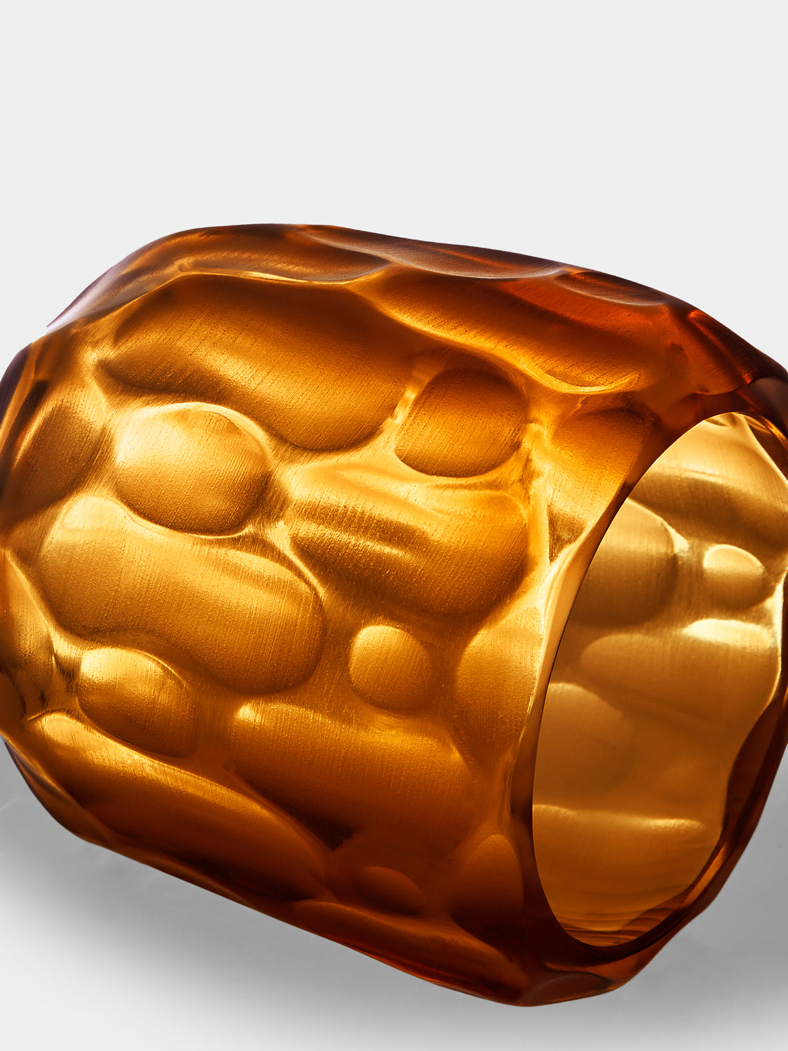 Micheluzzi Glass - Rullo Miele Bamboo Hand-Blown Murano Glass Vase (4.5in/11cm) - Orange - ABASK