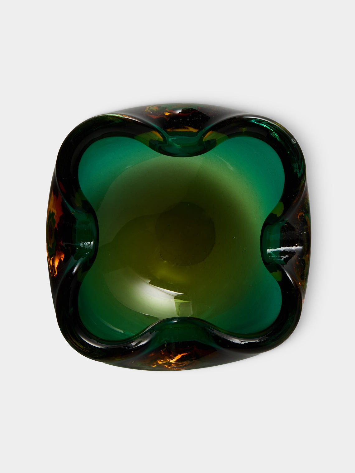 Antique and Vintage - Mid-Century Murano Glass Ashtray - Green - ABASK