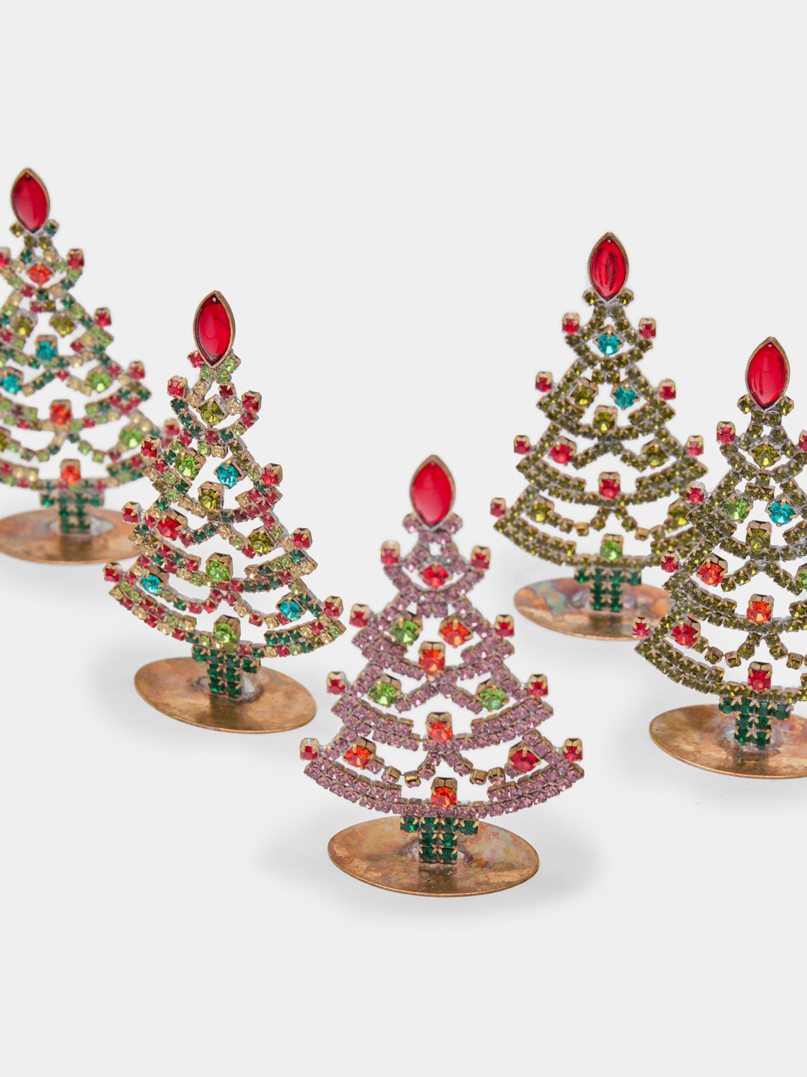 Antique and Vintage - 1930s Czech Jewelled Micro Christmas Trees (Set of 5) -  - ABASK