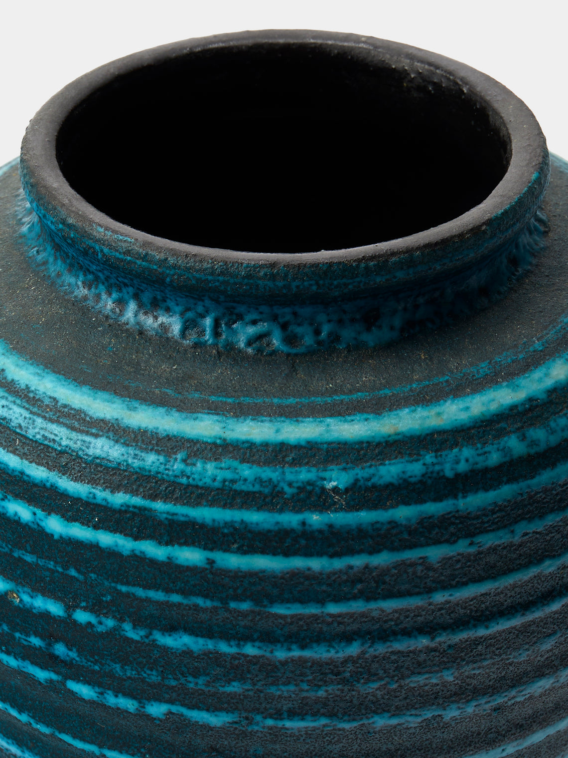 Antique and Vintage - Mid-Century Accolay Ceramic Vase (7in/18cm) - Blue - ABASK