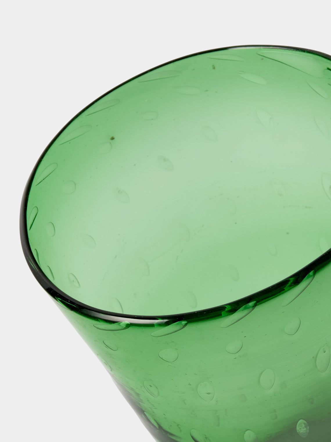 Antique and Vintage - 1980s Bullicante Glass Vase (10in/26cm) - Green - ABASK