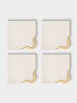 Cosima Swayze - | Set of 4 | x Los Encajeros Wave Linen Napkins - White - ABASK - 