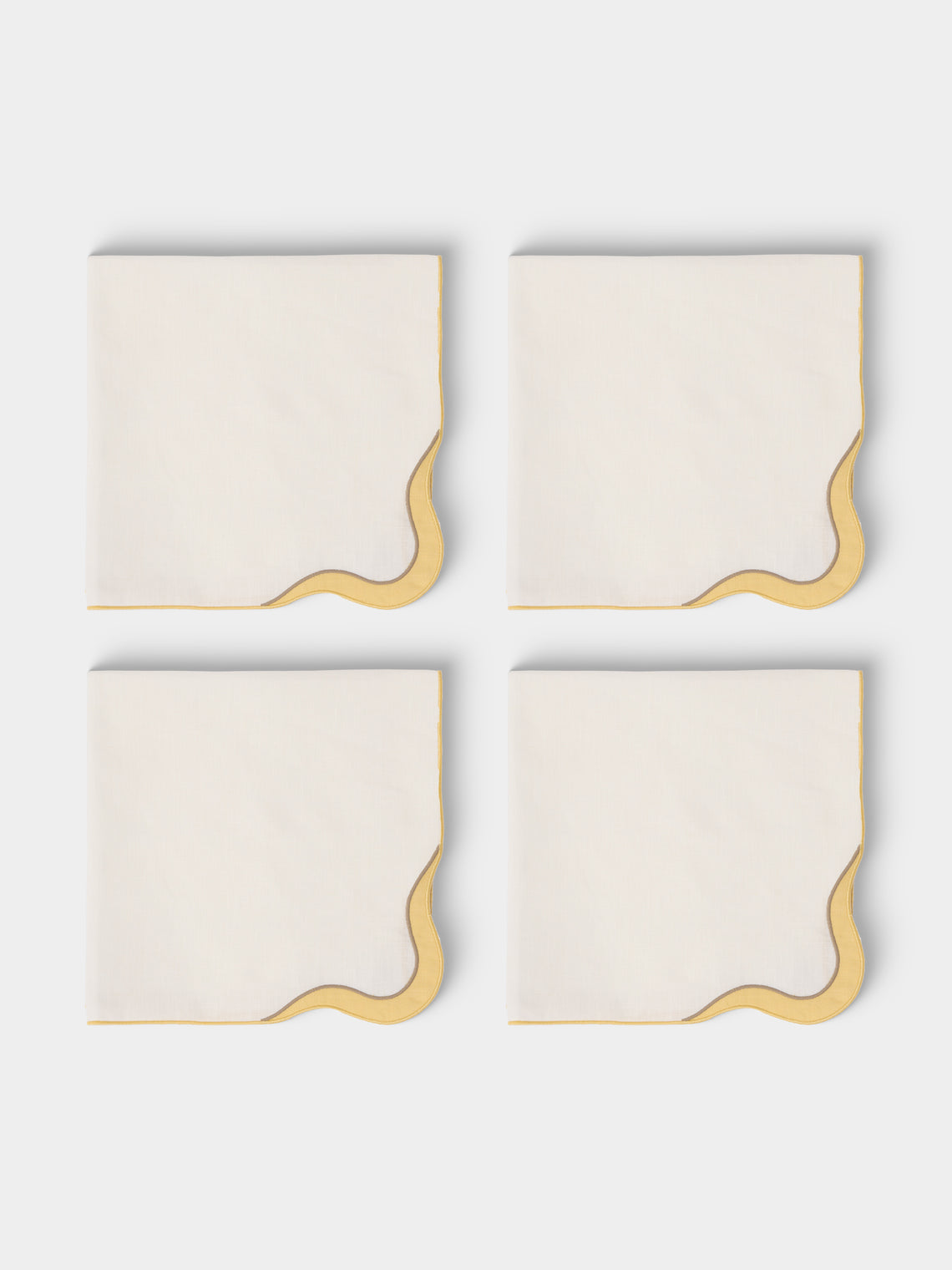 Cosima Swayze - | Set of 4 | x Los Encajeros Wave Linen Napkins - White - ABASK
