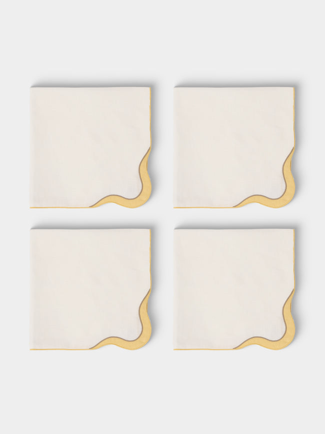 Cosima Swayze - | Set of 4 | x Los Encajeros Wave Linen Napkins - White - ABASK - 