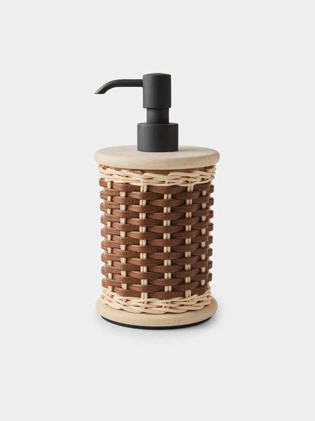 Pigment France - Courbet Leather and Rattan Soap Dispenser - Brown - ABASK - 