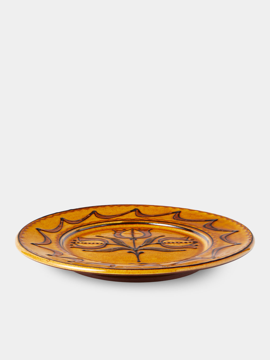 Fitch & McAndrew - Tulip Trio Slipware Serving Plate (13.2in/33.5cm) - Orange - ABASK