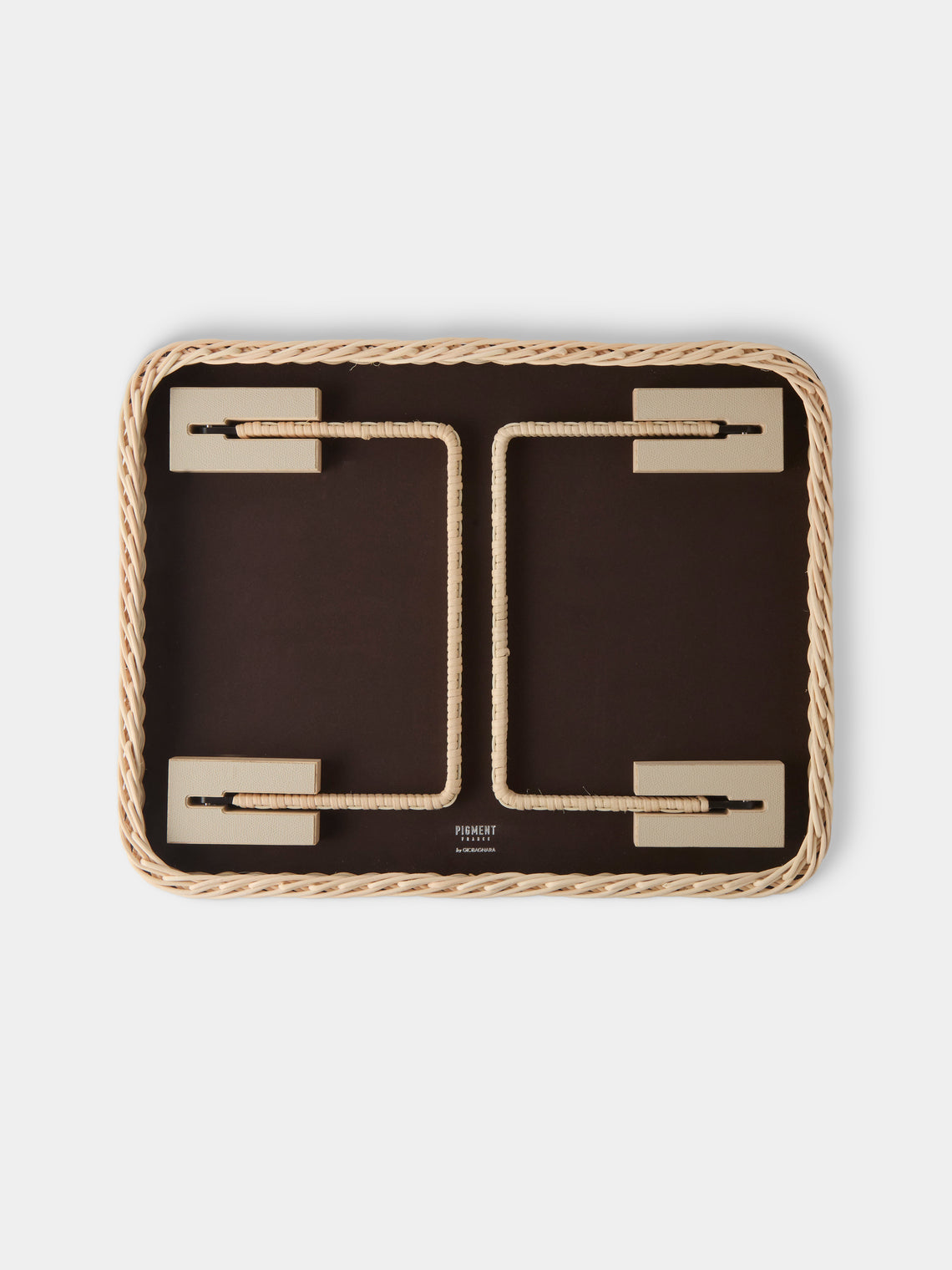 Pigment France - Reims Leather and Rattan Bed Tray (21in/54cm) - Cream - ABASK