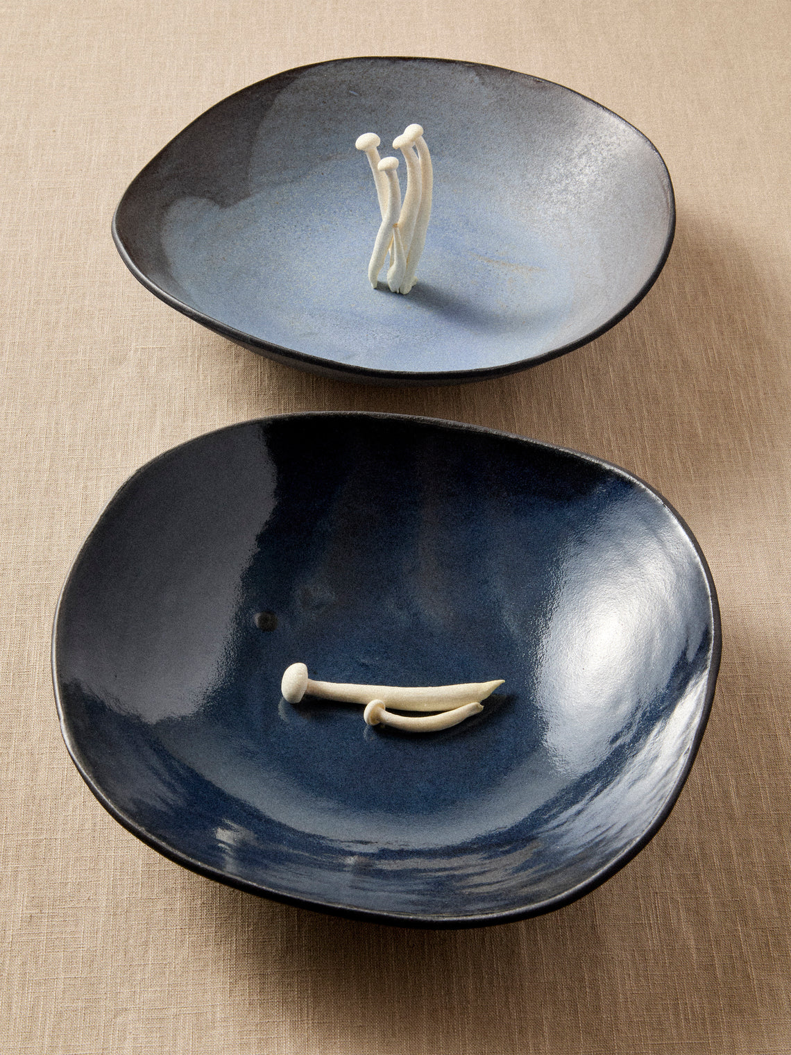 Hana Karim Studio - Hand-Built Stoneware Salad Bowls (Set of 2) - Blue - ABASK