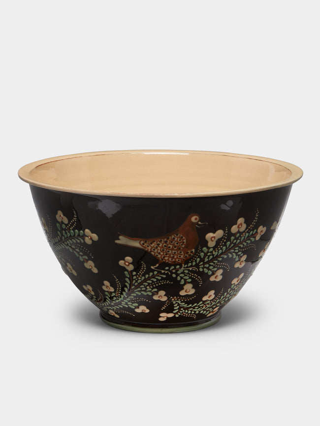 Poterie d’Évires - Birds Hand-Painted Ceramic Large Salad Bowl -  - ABASK - 