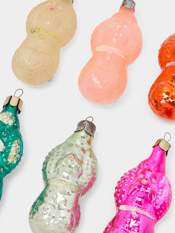 Antique and Vintage - 1950s Poodles Glass Tree Decorations (Set of 6) -  - ABASK