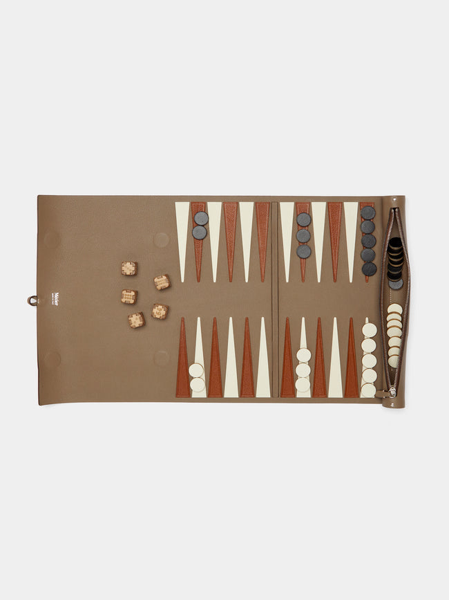 Métier - Leather Travel Backgammon Set - Taupe - ABASK - 