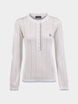 B.B. Wallace - Piper Cotton Pointelle Henley Long-Sleeved T-Shirt | Size: S - White - ABASK - 