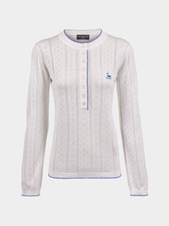 B.B. Wallace - Piper Cotton Pointelle Henley Long-Sleeved T-Shirt | Size: S - White - ABASK - 