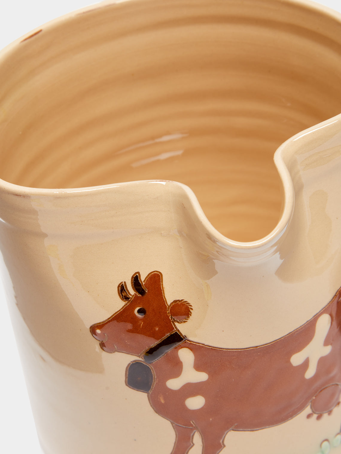 Poterie d’Évires - Cows Hand-Painted Ceramic Straight-Edge Jug -  - ABASK