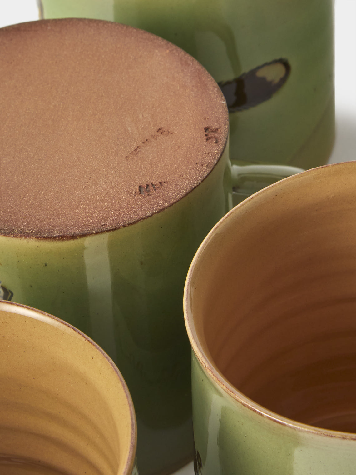 Poterie d’Évires - Animals Hand-Painted Ceramic Mugs (Set of 4) - Green - ABASK