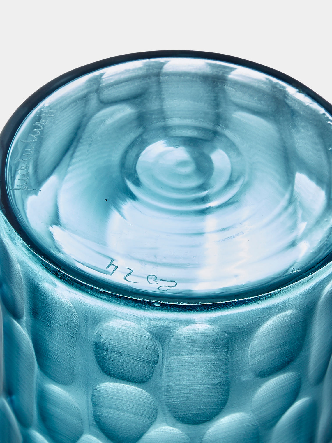 Micheluzzi Glass - Canna Acqua Bamboo Hand-Blown Murano Glass Vase (8.5in/22cm) - Blue - ABASK