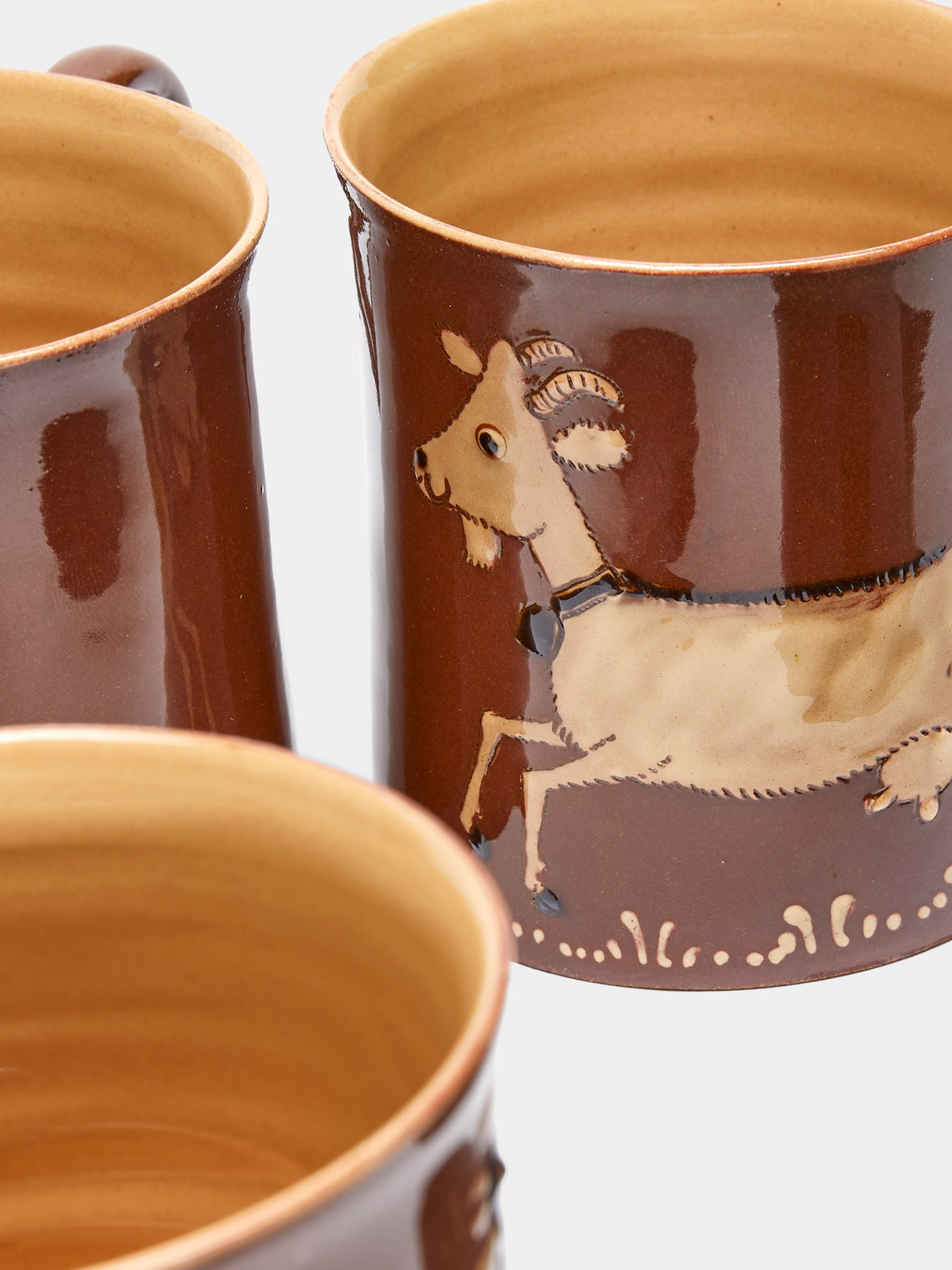 Poterie d’Évires - Animals Hand-Painted Ceramic Mugs (Set of 6) - Light brown - ABASK