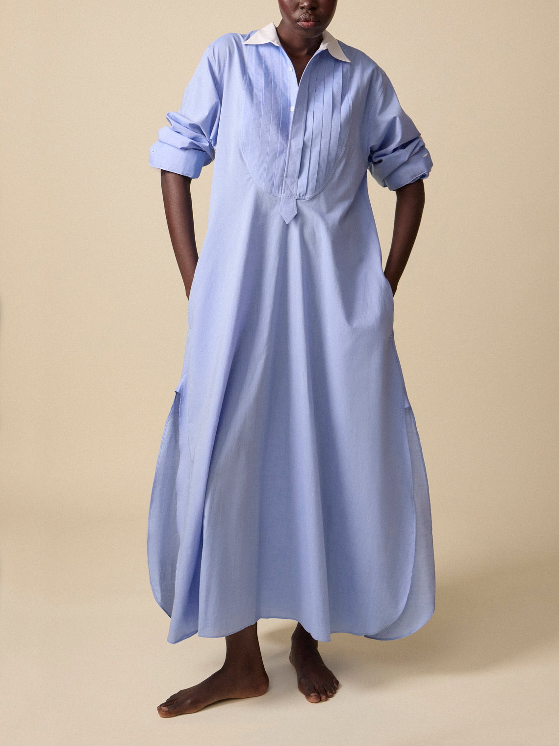 Sebline - Women's Painter’s Cotton Shirt Dress | Size: S - Light pink - ABASK