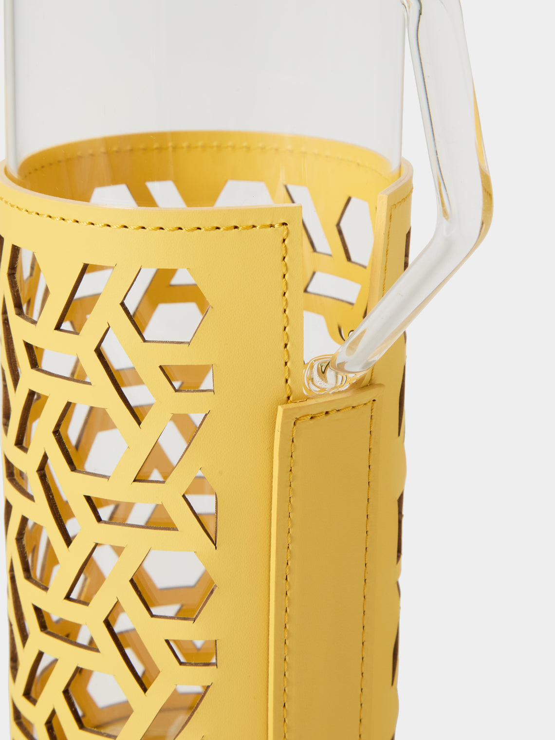 RUDI - Messina Leather and Glass Pitcher (42oz/1.2L) - Yellow - ABASK