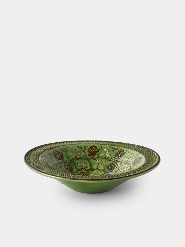 Poterie d’Évires - Strawberries Hand-Painted Ceramic Small Serving Bowl - Green - ABASK - 
