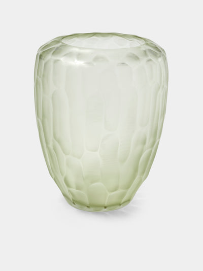 Micheluzzi Glass - Goccia Verdino Bamboo Hand-Blown Murano Glass Vase (9in/23cm) - Green - ABASK - 