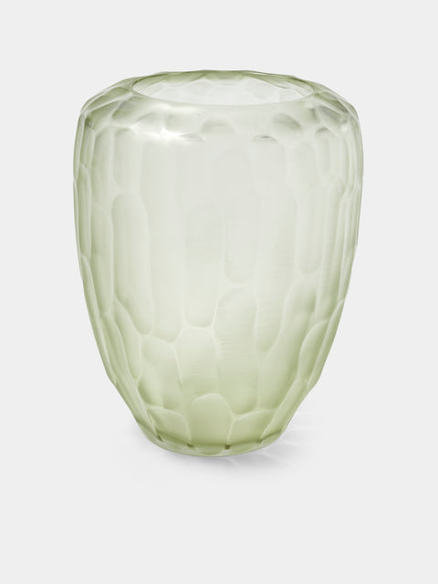 Micheluzzi Glass - Goccia Verdino Bamboo Hand-Blown Murano Glass Vase (9in/23cm) - Green - ABASK - 
