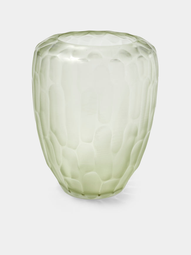 Micheluzzi Glass - Goccia Verdino Bamboo Hand-Blown Murano Glass Vase (9in/23cm) - Green - ABASK - 
