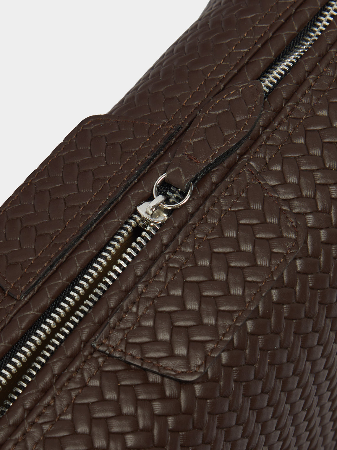 Woven Leather Large Wash Bag