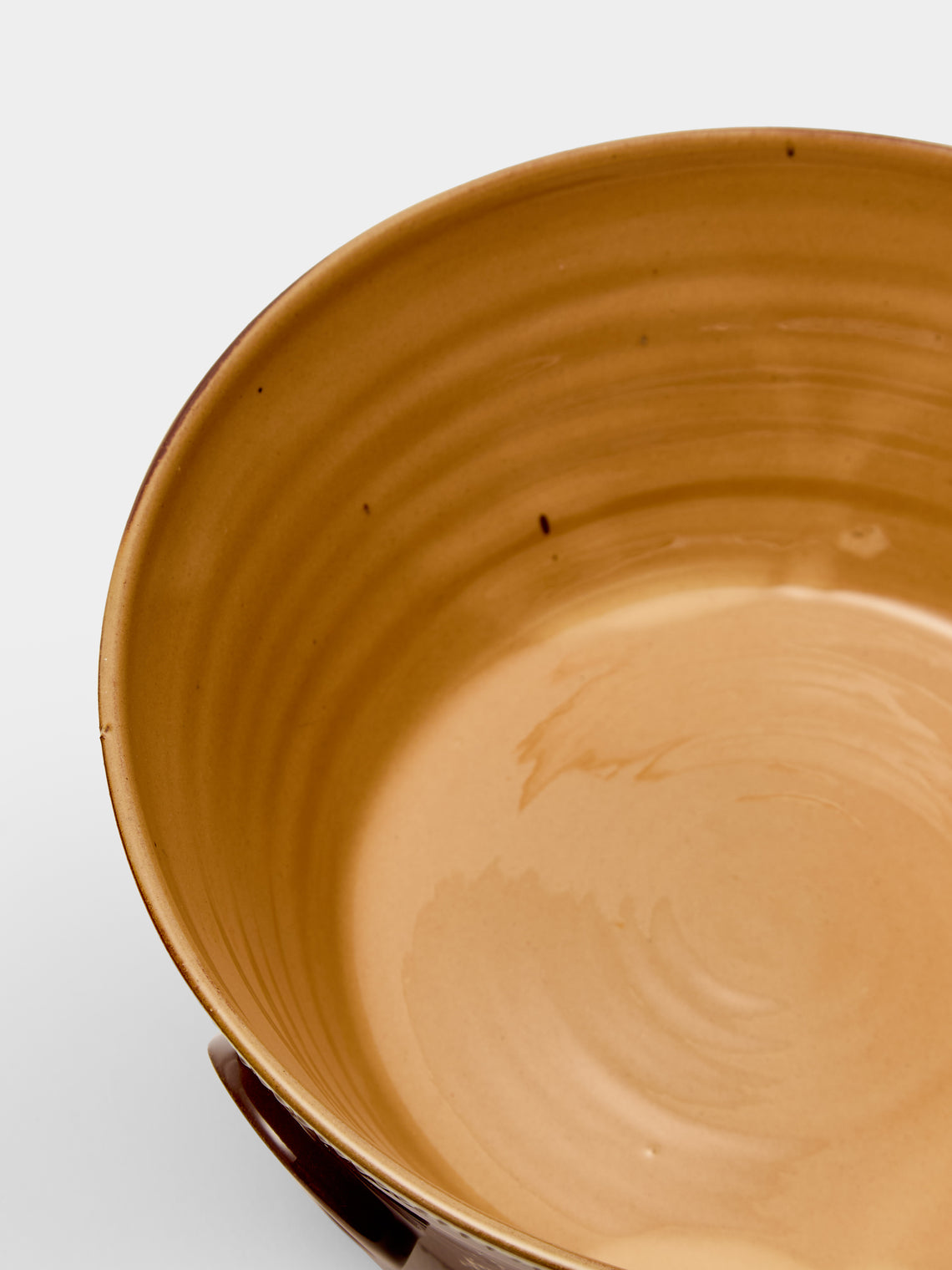 Poterie d’Évires - Flowers Hand-Painted Ceramic Large Handled Serving Bowl - Light brown - ABASK