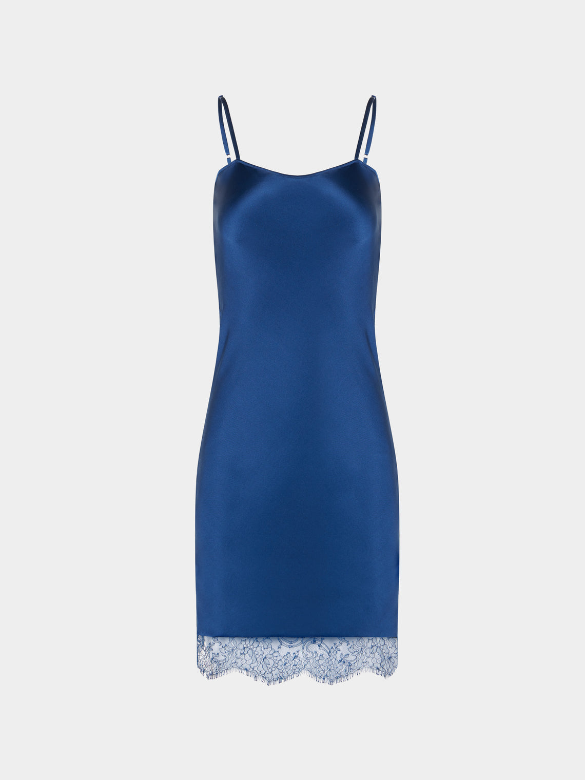 Ryan Roche - Silk and Lace Short Slip Dress | Size: S - Navy - ABASK - 