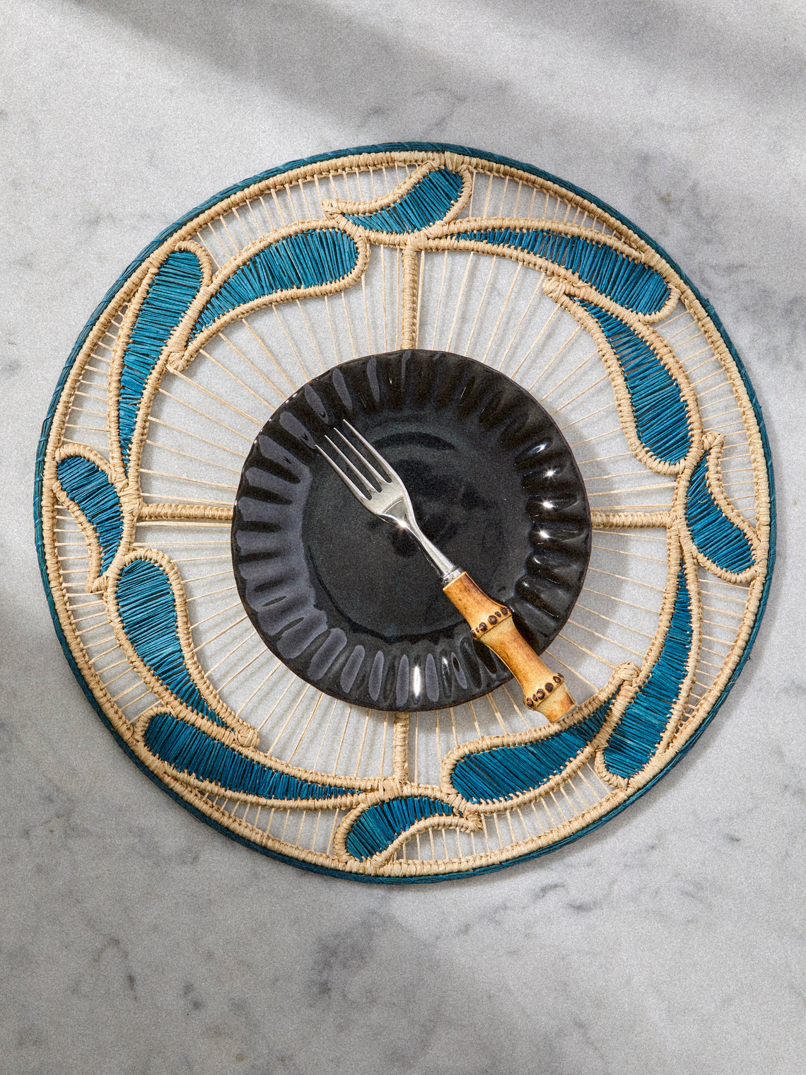 Artesanías del Atlántico - | Set of 4 | Mimbre Handwoven Palm Placemats - Blue - ABASK