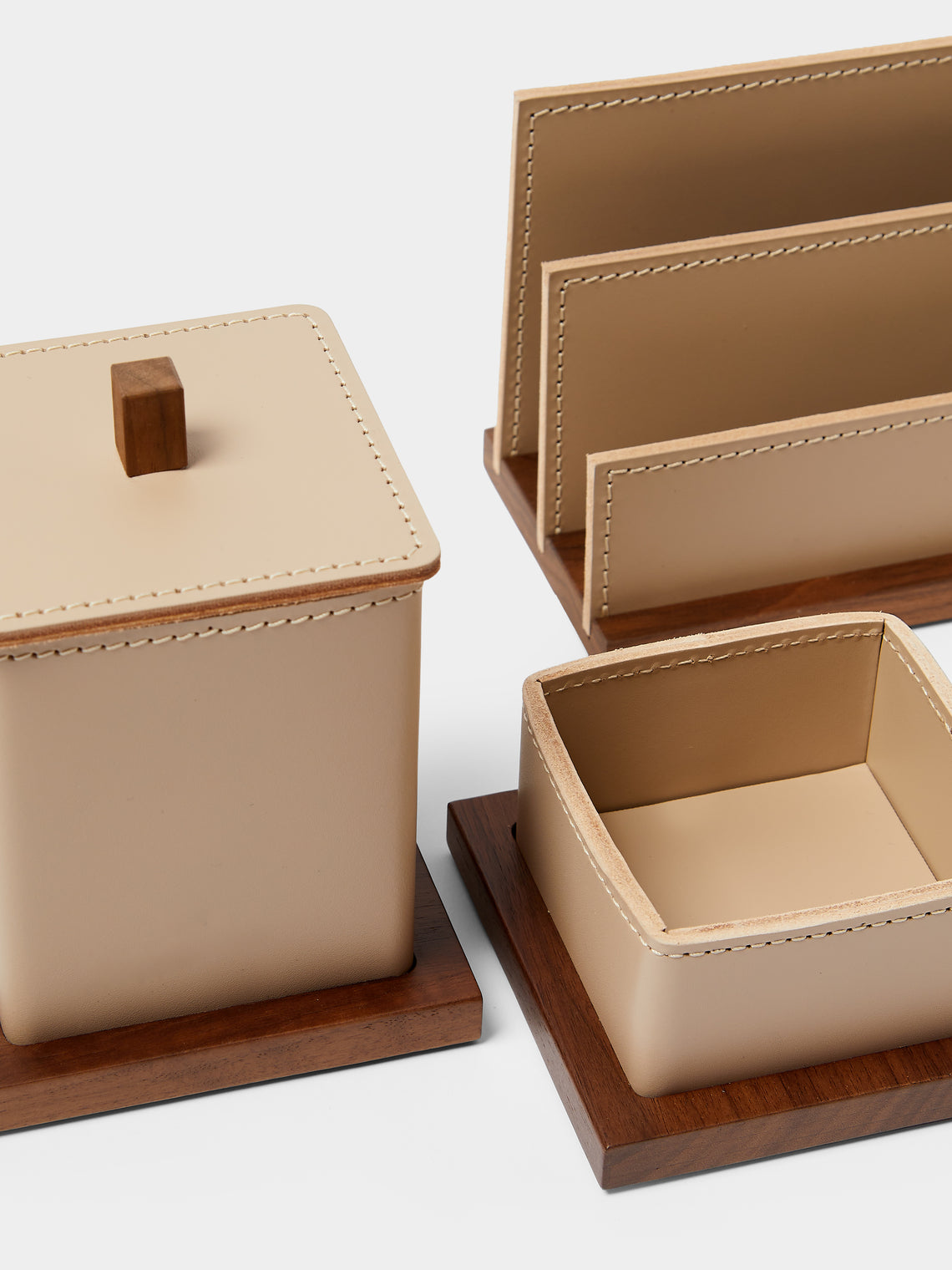 Rabitti 1969 - Pienza Leather Desk Set - Gray - ABASK