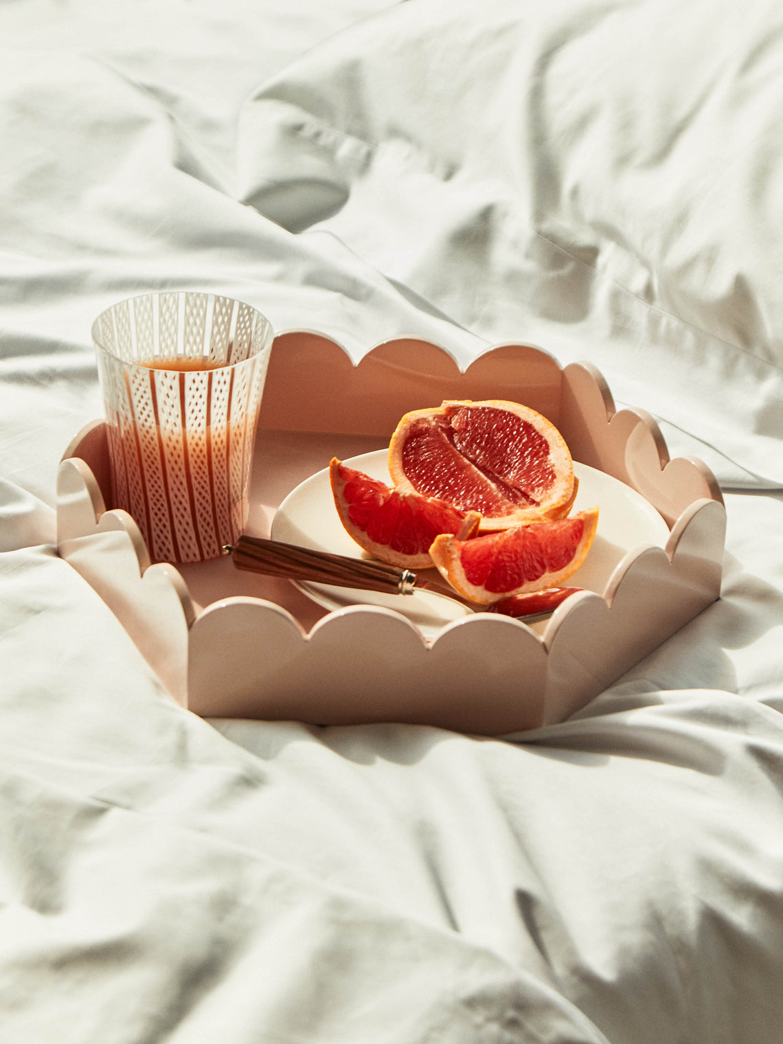 Scarlett And Sallis - Lacquered Wood Large Scalloped Tray -  - ABASK