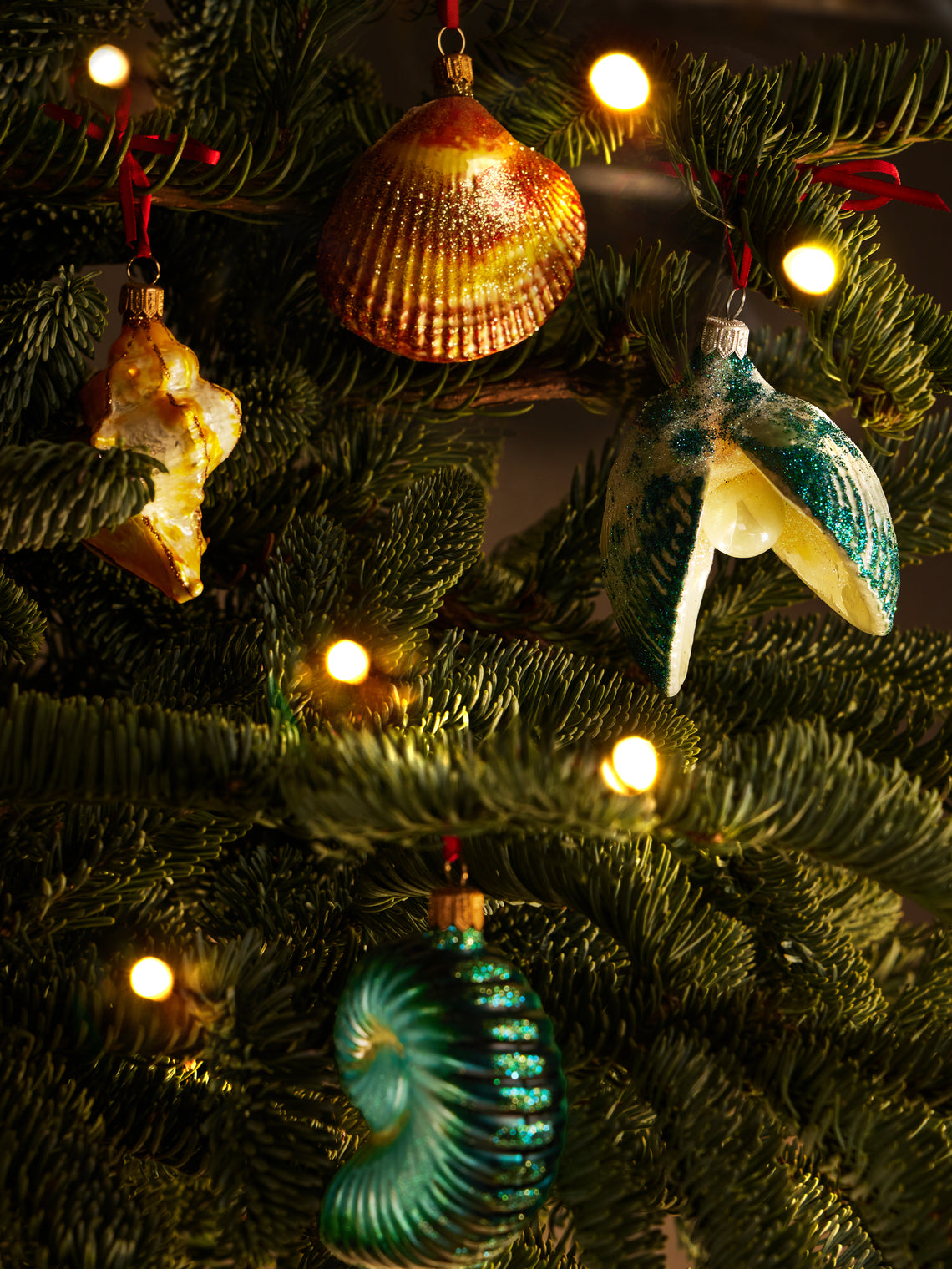 ABASK Decorations - Seashells Hand-Blown Glass Baubles (Set of 8) - Multiple - ABASK