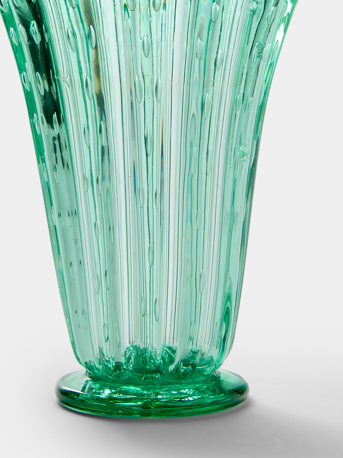 Antique and Vintage - 1940s Barovier & Toso Glass Vase (9.5in/24.5cm) - Green - ABASK