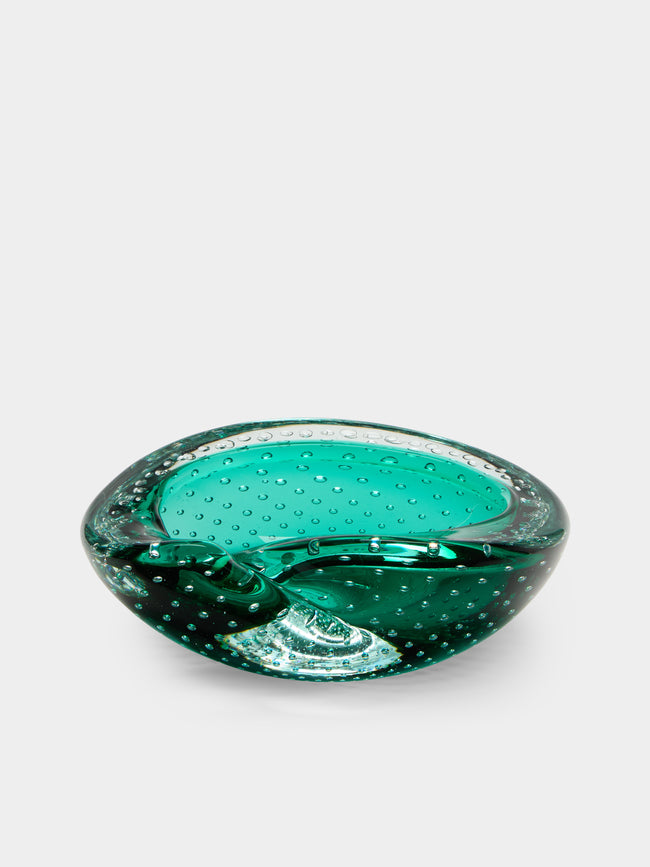 Antique and Vintage - Mid-Century Crystal Ashtray - Green - ABASK - 