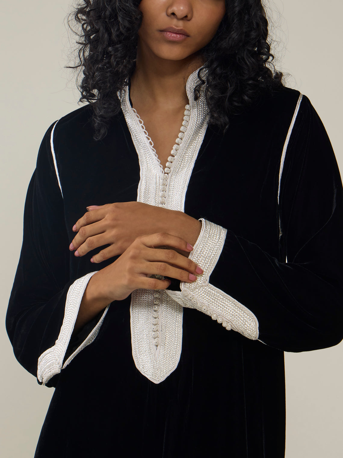 Muzungu Sisters - Alia Hand-Embroidered Velvet Dress - Black - ABASK