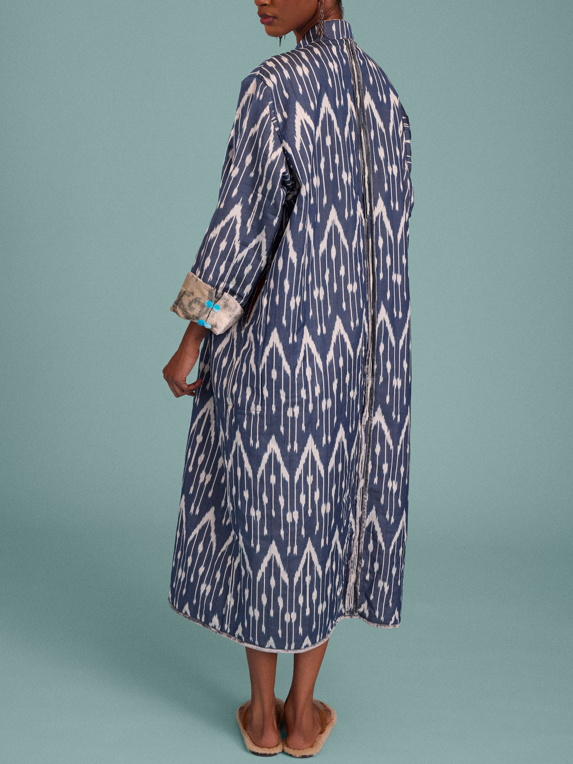 Nazzy Beglari - Hand-Loomed Ikat Velvet Reversible Robe | One Size - Multiple - ABASK