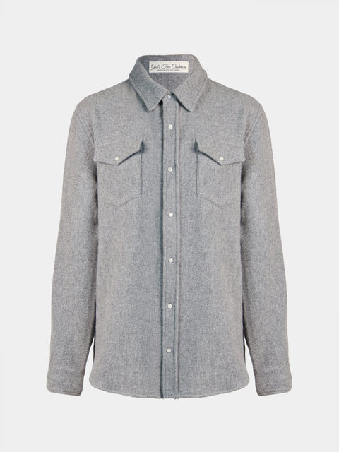 God's True Cashmere - Cashmere Shirt | Size: M - Gray - ABASK - 