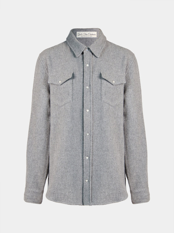God's True Cashmere - Cashmere Shirt | Size: M - Gray - ABASK - 