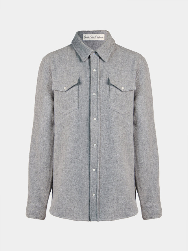 God's True Cashmere - Cashmere Shirt | Size: M - Gray - ABASK - 