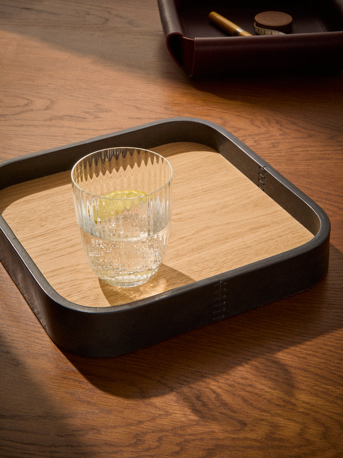 Otzi Studio - Dais Leather Valet Tray (10in/26cm) - Natural - ABASK
