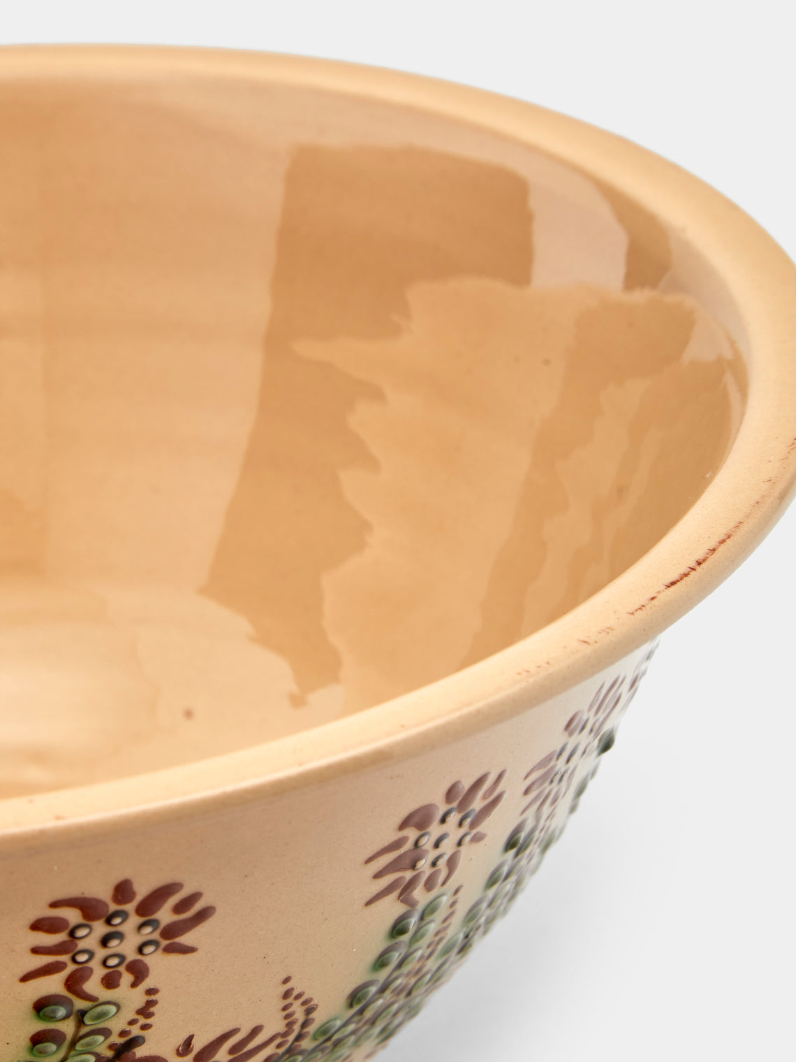 Poterie d’Évires - Flowers Hand-Painted Ceramic Large Serving Bowl - Cream - ABASK