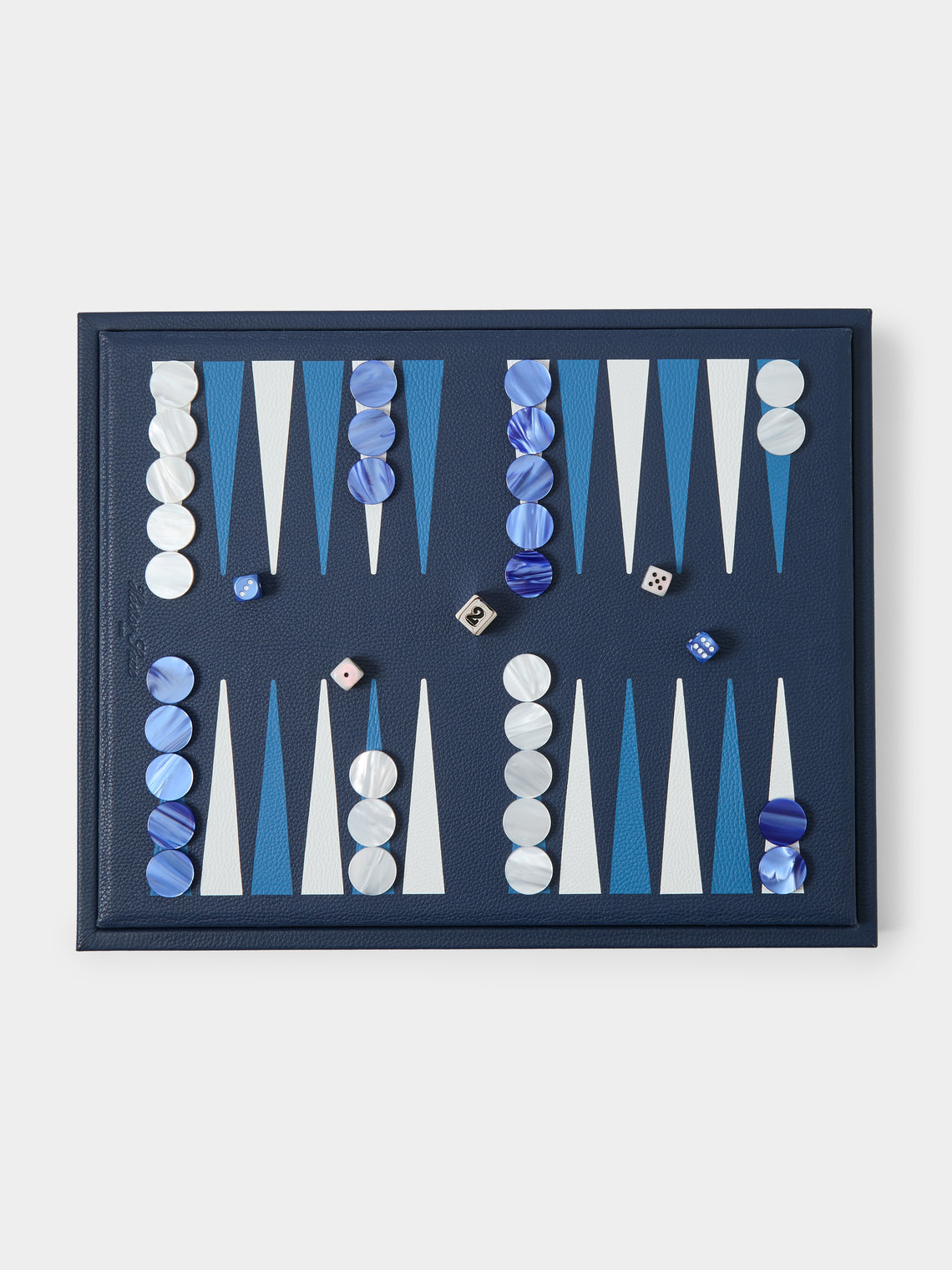Hector Saxe - Leather Backgammon, Checkers, Chess and Dominoes Compendium - Blue - ABASK